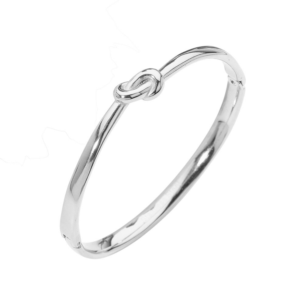 Stainless Steel Elegant Silver Knot Bangle Bracelet